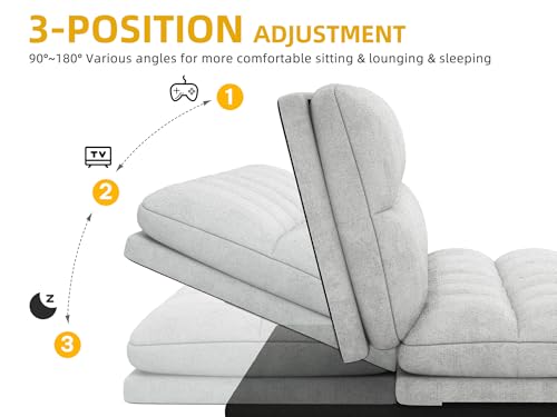 DWVO Multifunctional Futon Sofa Bed, Convertible Sleeper Sofa, 70" Folding Futon Set for Living Room Home Office Aprtment, Modern Folding Couch with Adjustable Backrest & Armrests, Beige