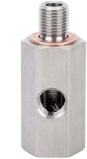 Suuonee Turbo Pressure Adapter, Turbo Adapter Oil Pressure Sensor Tee 1/8in NPT Female M10X1 Male Female