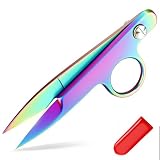 Lanties 1 Pcs Mini Upgrade Sewing Scissors Fabric Thread Snips Scissors for Sewing Tiny Premium Tailor with Protective Cover Supplies Cutting Clothes Fishing Line Fabric Yarn (Colour Painting)