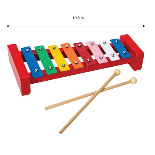 Image of Schylling Wooden Xylophone - Colorful Kids Instrument - Includes Wooden Mallets and Embossed Metal Keys - Ages 3 and Up
