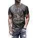Maglietta a maniche corte da uomo con stampa digitale 3D, stile retrò, per sport, fitness, attività all'aperto, maglietta a compressione, Grigio, L