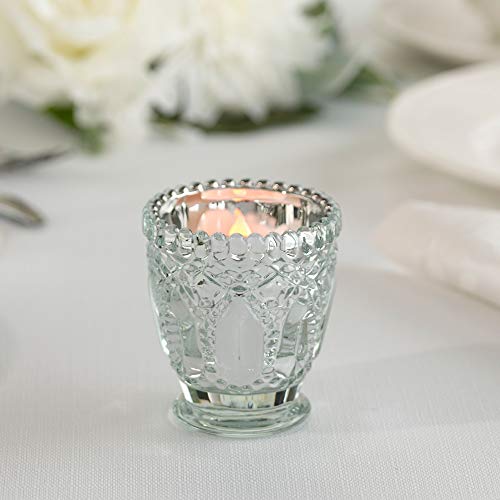 Lillian Rose Silver Metallic Cut Glass Votive or Tea light Candle Holders Set of 6, 2.75"x2.75"x3",CA950 S by Lillian Rose - Image 2
