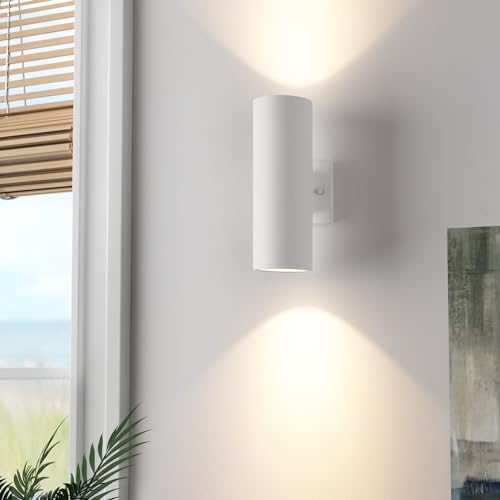 Image of mirrea 12 inch Modern Outdoor Porch Light in 2 Lights, 2 Pack, Matte White