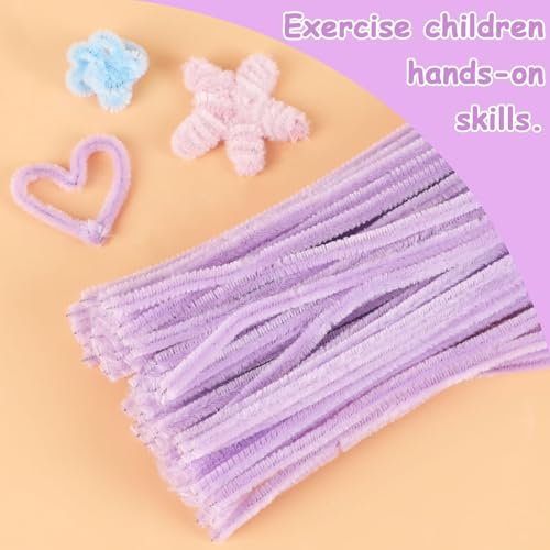 Image of Pipe Cleaners Craft, Pipe Cleaners Chenille Stem Fuzzy Sticks Craft Supplies for flowers making, Home DIY (Light Purple, 200pc)
