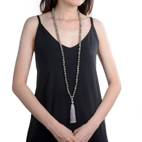 Adabele Premium 108 Mala Beads Malas Necklace - Natural Healing Gemstone Tibetan Buddhist Japa Prayer Meditation Reiki Chakra Stone Quartz Rock Women Men Jewelry4