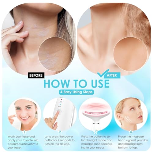 Face Massager -7 Color Red-Light-Therapy for Face and Neck for Wrinkles, Double Chin, Vibrating Facial Massager with Thermals - Image 6