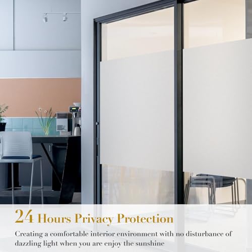 FreeNook Frosted Glass Window Film with Installation Tools, Static Cling Bathroom Window Privacy Film, UV Blocking Privacy Films, Day and Night Windows Cling for Home Office Glass Door, 17.5" x 118" - image 5