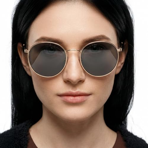 Image of John Jacobs | Full Rim Round Stylish & Premium Sunglasses | Polarized and 100% UV Protected | Men & Women | Medium | JJ S70019
