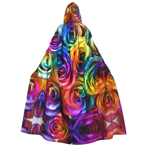 Cape à capuche durable EdWal rose arc-en-ciel avec grand imprimé pour fête adulte