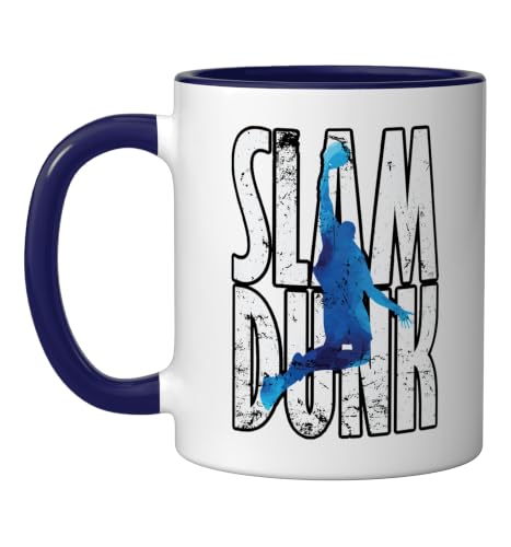 Slam Dunk Dribbler Basketball Mug 11oz Dark Blue/White