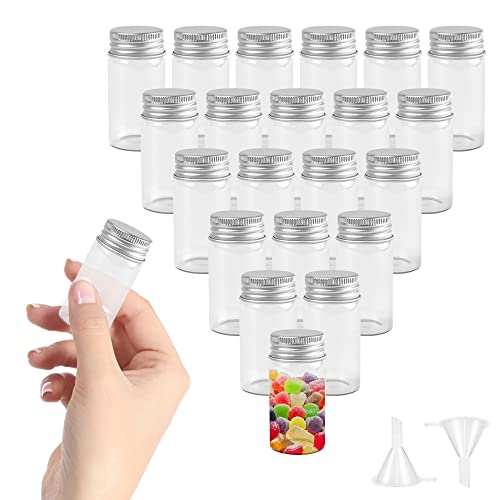REFORUNG 48 Pcs Petite Bouteille Verre 25ml Petite Fiole Avec Bouchon Vis Aluminium Tube Essai Verre Contenant Dragées Set Mariages Fête Épices Confitures