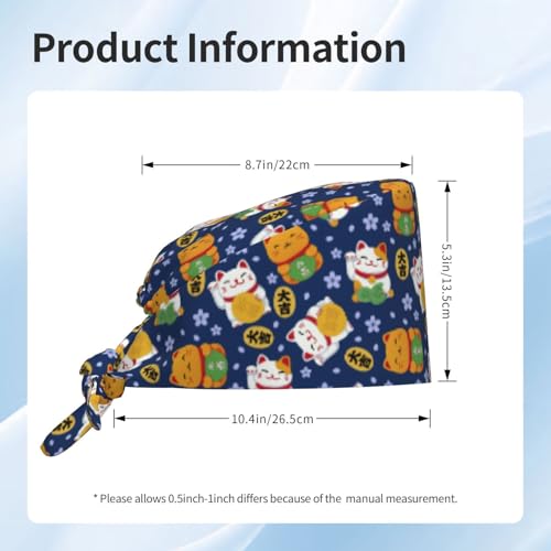 Image of Working Cap Scrub Cap with Sweatband Adjustable Unisex Tie Back Hat for Cleaning Farm Nursing