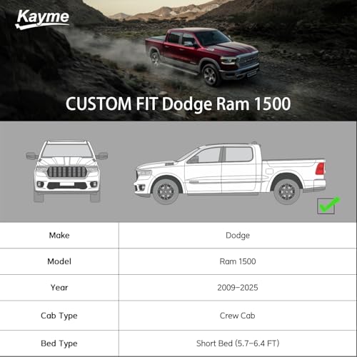 Image of Kayme Heavy Duty Truck Cover Custom Fit Dodge Ram 1500(2009-2025) Crew Cab SB Short Bed. Waterproof All Weather for Pickup, Full Exterior Covers Sun Rain UV Protection.