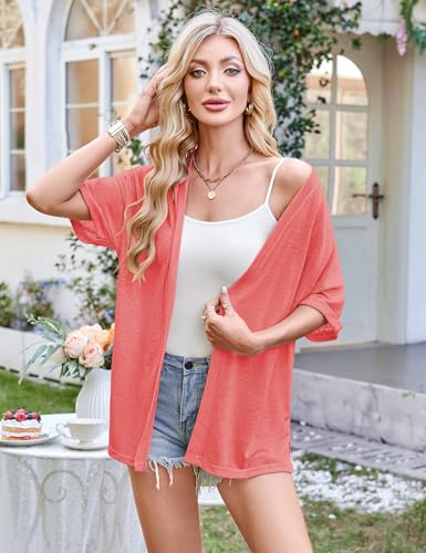 Image of Halife Womens Summer Lightweight Cardigan Short Sleeve Open Front Casual Loose Cover Ups