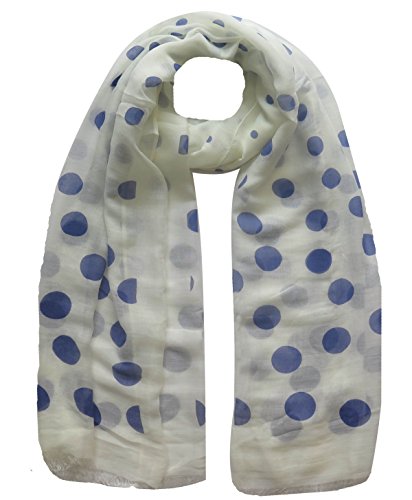Lina & Lily Polka Dot Print Frayed Long Scarf for Women Lightweight