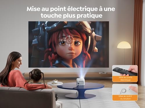 【focus Électrique】mini projecteur, yaber e1 9500 lumens 5g wifi bluetooth 5.2 videoprojecteur portable, ±40°correction verticale, supporte 1080p full hd, projecteur home cinéma pour phone/tv stick/usb