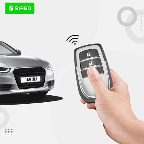 Image of SIAGO Premium TPU Key Cover Compatible with Toyota Fortuner | Fortuner Legender | Innova Hycross 3 Button Smart Key (Grey Pack of 2)