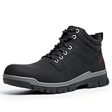 CGRRBW Men's Work Hiking Shoes Boots Waterproof, Anti-Slip Outdoor Climbing Warm Work Trekking Shoes for Men DSXM07-BLACK-8.5