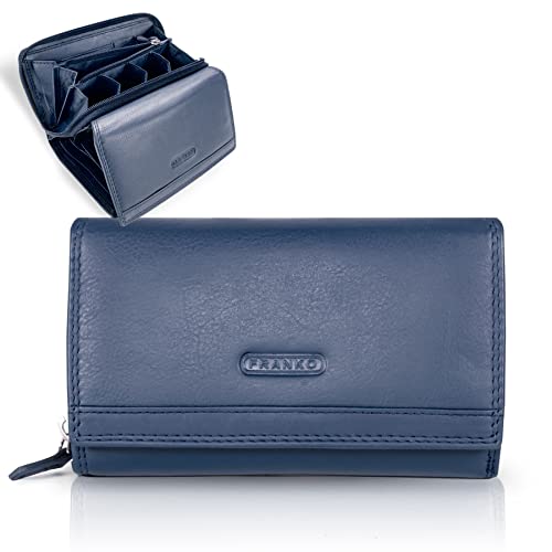 Franko 381 - Cartera de piel para mujer, Azul marino (azul oscuro). (Azul) - Franko-381-orange Cover