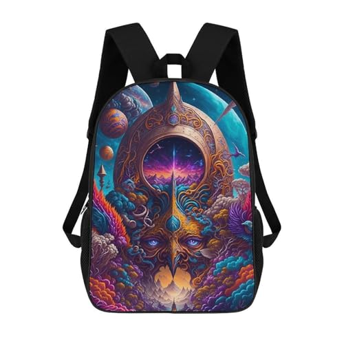sinyumoney Zaini Per Bambini Stampati in 3D Fantasy Cosmic Portrait -2 Borse Per Libri Ragazzo Ragazza Zaino Scolastico Per Bambini Con Grandi Tasche Per Bambini Scuola 17inch