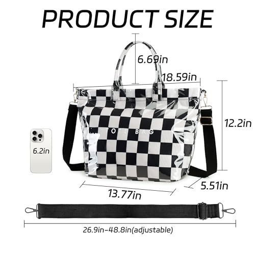 Image of GISMTR Large PVC Tote Bag for Women Letters Print Handbags Kraft Paper Shoulder Bag for Work Travel
