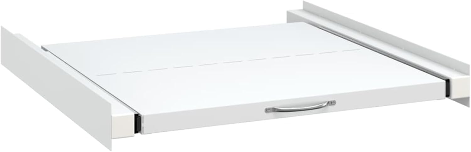 Gecheer Double Washing and Drying Machine Pedestal with Drawers, Steel Frame, Pull-Out Shelf, Space-Saving Design, for Small Households, White