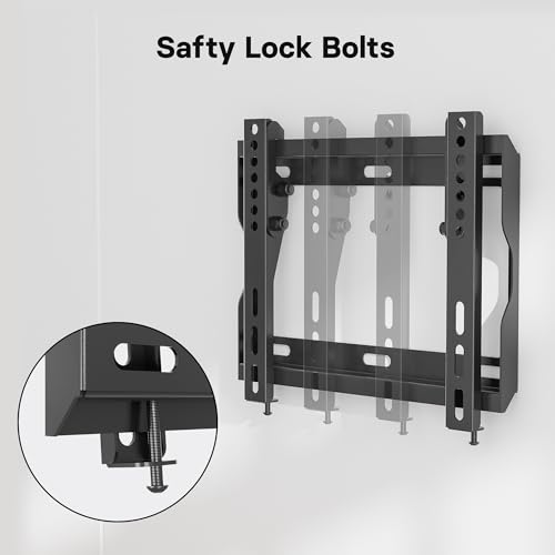 Image of BONTEC Low Profile TV Wall Mount Bracket for Most 17-45 inch LED /LCD /OLED Plasma Flat Screen TVs, Ultra Slim Tilt Wall Mount up to 30kg, Max VESA 200x200mm, Bubble Level and Cable Ties Included