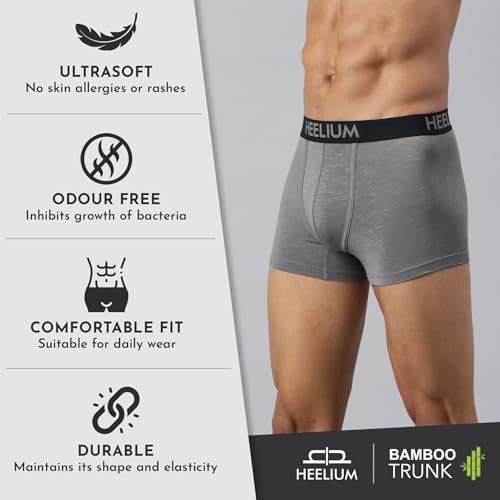 Image of HEELIUM Bamboo Underwear Trunk for Men | 3X Softer Than Cotton & Odour Free | Stretchy Fabric & Durable Waistband