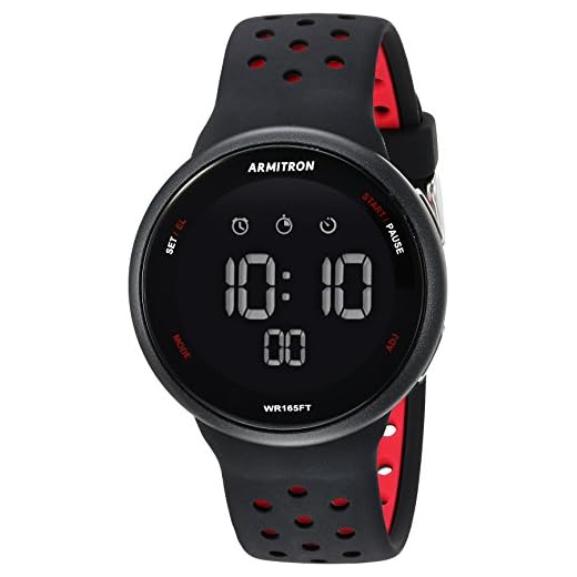 Armitron Sport Quartz Fitness Watch with Silicone Strap, Black, 22 (Model: 40/8423BRD)