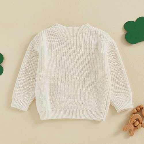 Baby Girl Boy Sweater Toddler Infant Newborn St Patricks Day Outfit Shamrock Knit Oversized Crewneck Pullover4