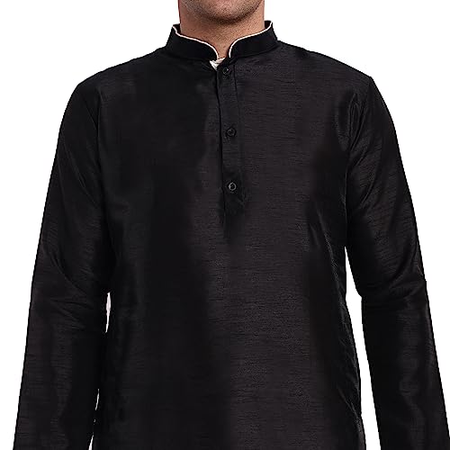 SKAVIJ Men's Art Silk Indian Ethnic Wear Kurta Pajama and Scarf Suit Festivals Season Party Dress Set3