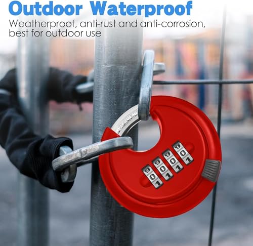 Image of Istara Combination Disc Padlock Number Lock - 70 mm for School Gym Locker, Fence, Toolbox, Gate, Case Round Combination Padlock (RED)