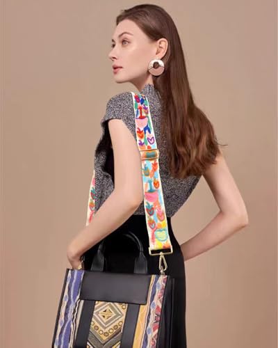 Image of Embroidered Purse Straps Replacement Crossbody Wide Adjustable Bag Straps | Thick Purse Strap for Crossbody Bags,Extra Long Strap,Cross Body Straps for Handbags,Bag Straps for Tote Bags,Shoulder Straps