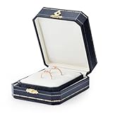 Oirlv Double Ring Box Royal Blue Ring Bearer Box for Engagement Wedding Jewelry Gift Case