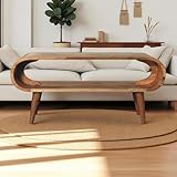 odikalo Couchtisch 90×35×40cm, Massivholz mit Offenen Staufächern, Vintage-Stil, Geeignet für Wohnzimmer, Schlafzimmer Oder Arbeitszimmer, Braun