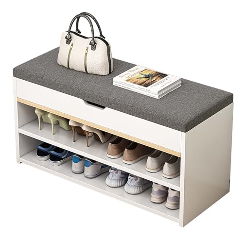 Banc à chaussures avec coussin capacité 60 kg meuble de rangement - 2