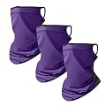 Goldweather Seamless Bandanas Face Mask, Neck Gaiter Scarf Earloop Face Cover for Festivals Raves Riding Outdoors (Purple 3Pcs, One Size)
