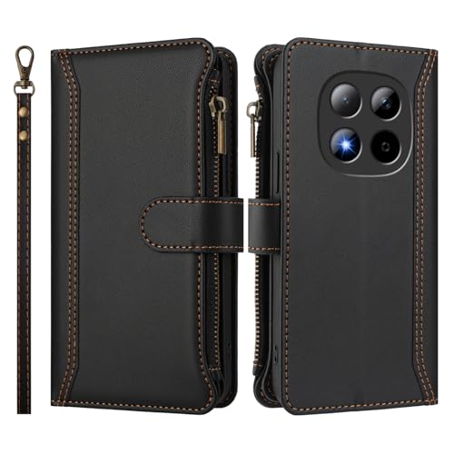 Coque Xiaomi Redmi Note 15 Pro Plus en cuir PU noir étui portefeuille chic