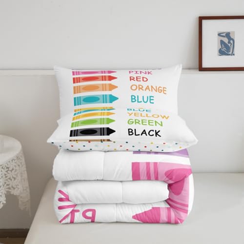 Image of Feelyou Kids Colors Learning Duvet Insert Full Size, Educational Comforter Set Boys Girls Preschool Bedding Set Kindergarten Teens Bedroom Decor Bed Set 3Pcs