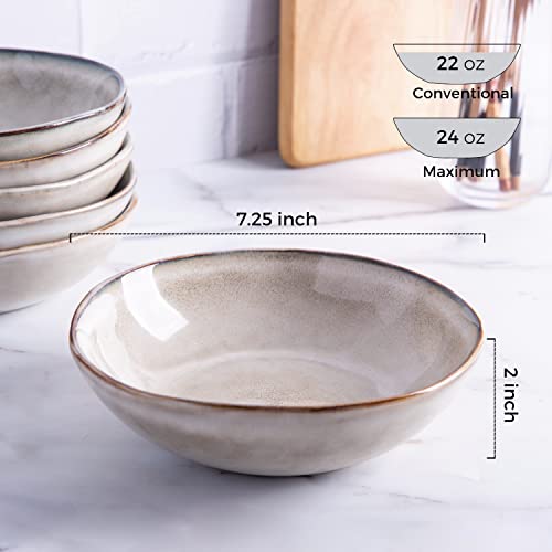 Amorarc ACB007 Ceramic Cereal Bowls Set Of 6, 24 Oz Handmade Stoneware Bowls Set For Cereal Soup Salad thumb #1