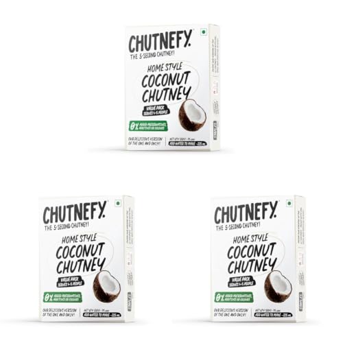 Image of Chutnefy Instant Coconut Chutney | 75g Freeze-Dried mix | Add water to make 5-6 servings (300g) | 0% Preservatives or Additives (Pack of 3)