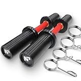 NP Pair of 16' Olympic Dumbbell Handles, Loadable Dumbbell Bars in Commercial Grade for 2-inch Olympic Weight Plates Great for Home Gym Strength Training, Weight Barbells with 2 Pair of Spring Collars, Red