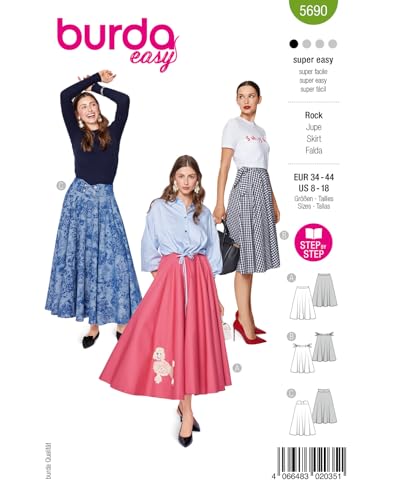burda easy Schnittmuster Damen Glockenröcke #5690 Gr. 34-44