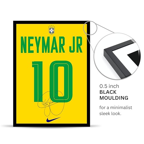 Image of Posternet Neymar-Inspired Football Jersey Poster Frame | Yellow No.10 Sports Wall Art | Premium Framed Football Fan Decor for Bedroom, Living Room, Gaming Room & Office | 8.3 x 11.7 Inch