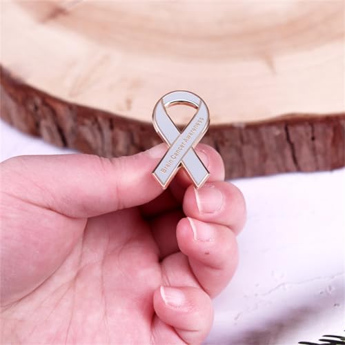 Image of Brain Cancer Awareness Enamel Pin Brain Cancer Ribbon Brooch Lapel Pin Gray Ribbon Pin for Cancer Survivors