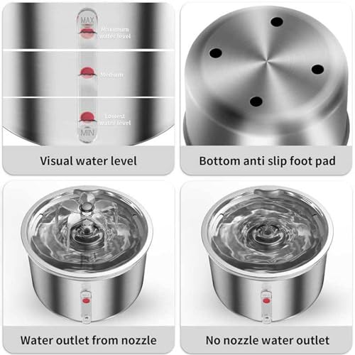 Fuente de agua automática para gatos 2L acero inox miniatura 4
