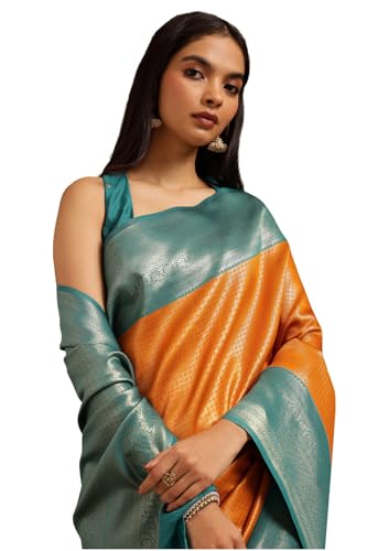 Image of Soch Womens Silk Blend Zari Woven Saree