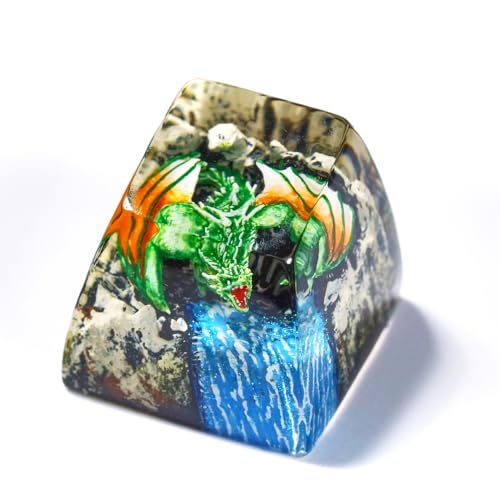 Tecla de dragón esmeralda para personalizar tu setup y teclado mecánico de resina