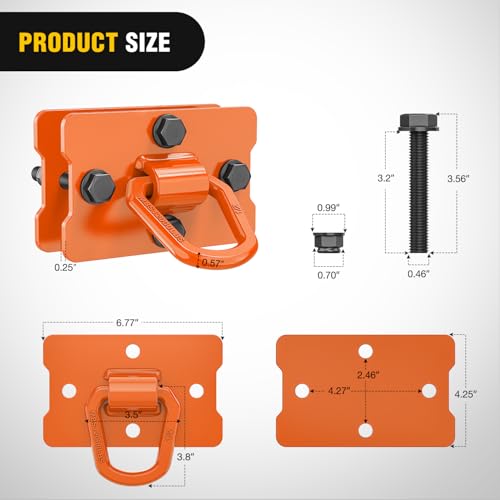 Image of Nilight 1 /2 inch Heavy Duty Trailer D Ring Tie Down Anchors with Backing Plates
