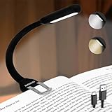 somisgarden Rechargeable Book Light for Reading in Bed, 4 Color Temperatures Eye-Caring LED, Portable Clip On Reading Light with Magnetic Base, Hands-Free for Travel, Night Reading (Black)